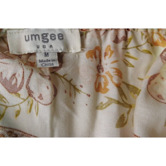 Umgee Women’s Boho Off Shoulder Floral Top Sz M Tie Front Peasant Blouse - Picture 5 of 11